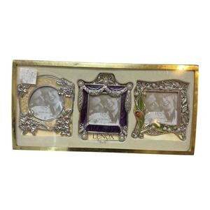 Lenox Vintage Jewel Set of 3 Mini Frames Embellished Enamel Pearls Rhinestones